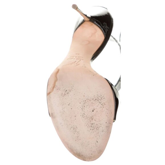 Designer Giuseppe Zanotti Black Patent Leather Ankle Strap Metal Heel Sandal's - Picture 11 of 14